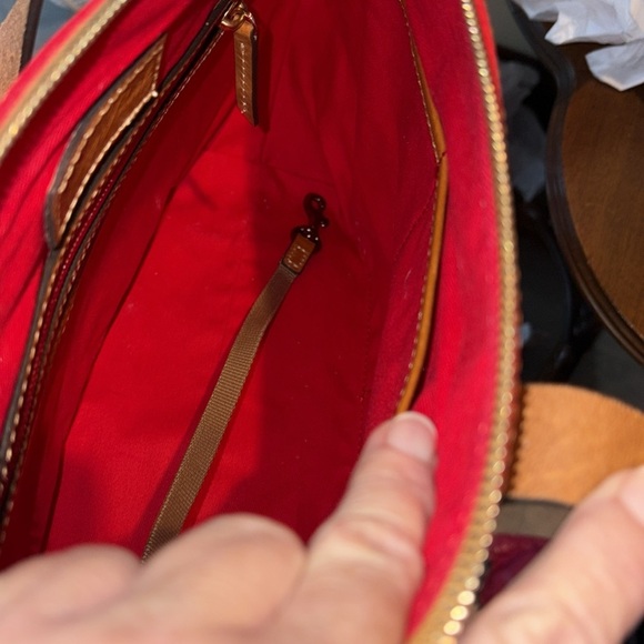 Dooney Bourke  Dome top Satchel  crossbody bag  Leather  flag red/ brown  NWOT - Picture 15 of 17